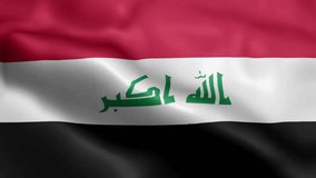 Iraq Flag video waving in wind. Iraq Flag Wave Loop waving in wind. Realistic Iraq Flag background. Iraq Flag Looping Closeup 1080p Full HD 1920X1080 footage