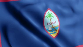 Guam Flag video waving in wind. Guam Flag Wave Loop waving in wind. Realistic Guam Flag background. Guam Flag Looping Closeup 1080p Full HD 1920X1080 footage