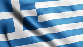Greece Flag video waving in wind. Greece Flag Wave Loop waving in wind. Realistic Greece Flag background. Greece Flag Looping Closeup 1080p Full HD 1920X1080 footage. Gr