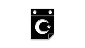 Black Star and crescent - symbol of Islam icon isolated on white background. Religion symbol. 4K Video motion graphic animation.