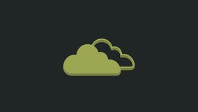 Green Cloud icon isolated on black background. 4K Video motion graphic animation .
