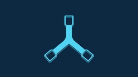 Blue Skateboard Y-tool icon isolated on blue background. 4K Video motion graphic animation.