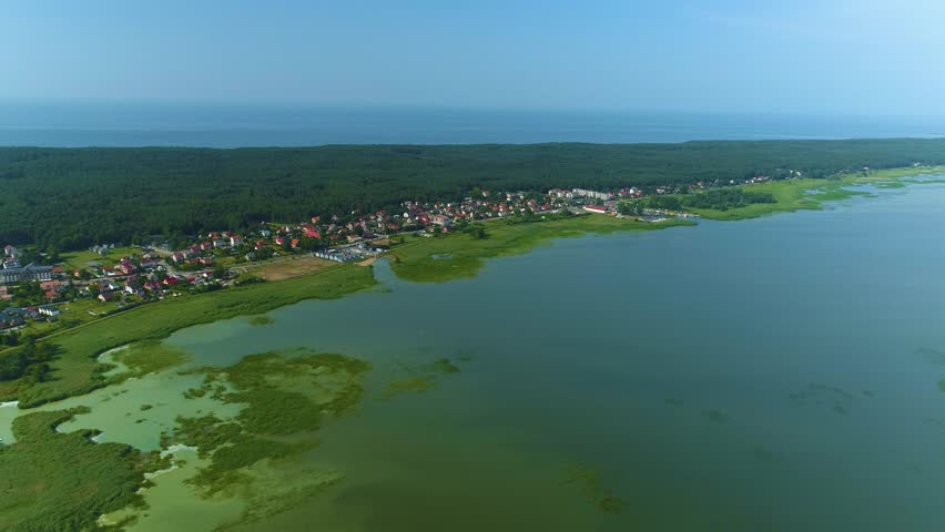 Beautiful Landscape Katy Rybackie Zalew Wislany Aerial View Poland