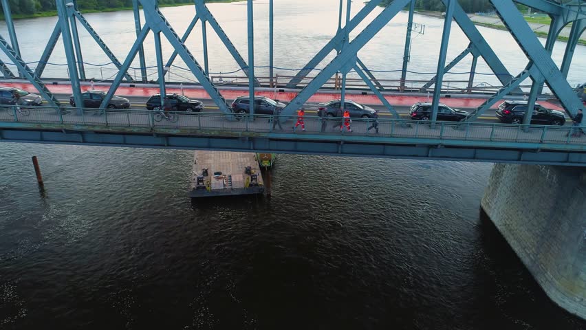 Beautiful Pilsudski Bridge Vistula Torun Most Wisla Aerial View Poland