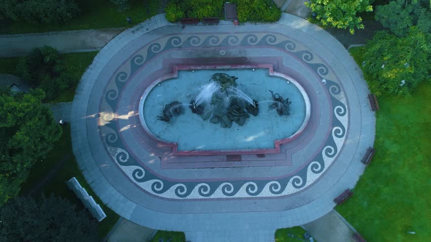 Fountain Bydgoszcz Fontanna Potop Plac Wolnosci Aerial View Poland