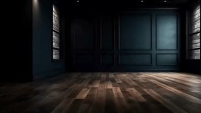 Dim room with brown parquet. Creative resource, Video Animation
