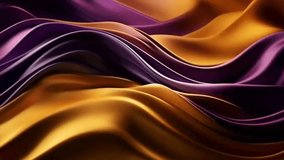 Hypothetical Foundation with Wave Shinning Gold and Purple Point Silk Surface. Creative resource, Video Animation