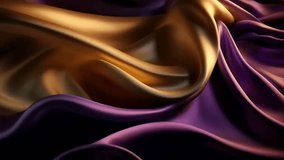 Theoretical Foundation with Wave Shinning Gold and Purple Point Silk Surface. Creative resource, Video Animation