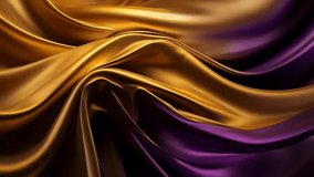 Hypothetical Foundation with Wave Shinning Gold and Purple Point Silk Surface. Creative resource, Video Animation