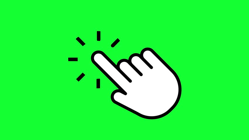 Click Hand Isolated on Green Background (Chroma key). Internet Cursor Animation with Many Different Clicks Royalty-Free Stock Footage #1104044545