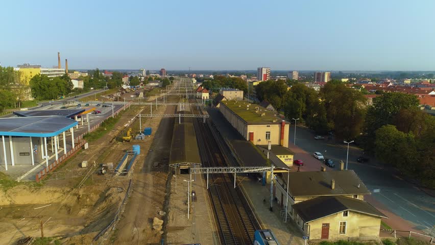 Railway Station Stargard Dworzec Kolejowy Aerial View Poland