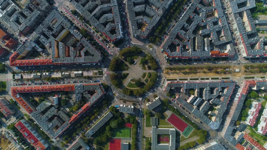 Plac Grunwaldzki Square Szczecin Rondo Aerial View Poland