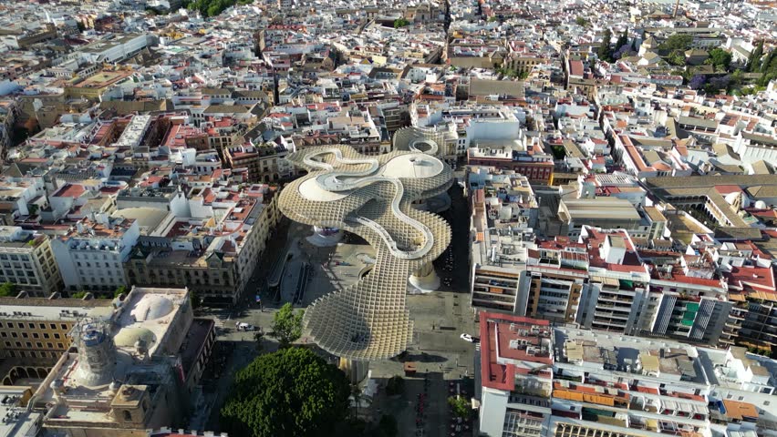 Aerial view of Setas de Sevilla (Mushrooms of Seville), Andalusia, Spain
