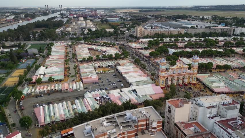 Aerial view of Seville April Fair (Feria de Abril de Sevilla) location in Spain