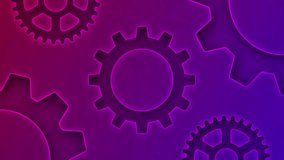 Seamless loop of 2D animation of Gears streaming across the screen. 
Deep blues and vibrant purples make this a great seamless loop abstract background. Seamless loop video footage.