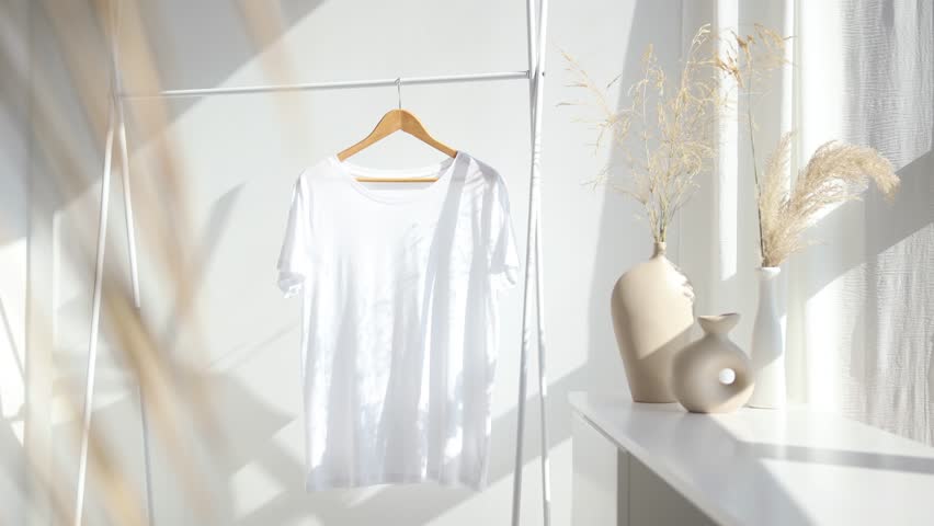 Video mockup of white t-shirt on hanger Royalty-Free Stock Footage #1104053323