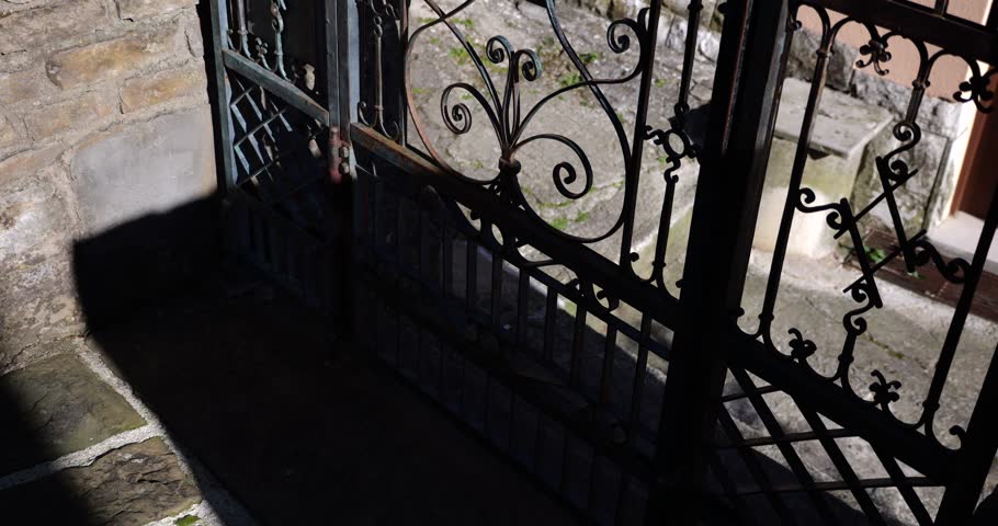 Beautiful vintage forged house gate in Piran, Slovenia.