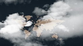 map showing Spain. From above zooming in. grunge texture style with clouds. Spain Map 4K Animation Video.