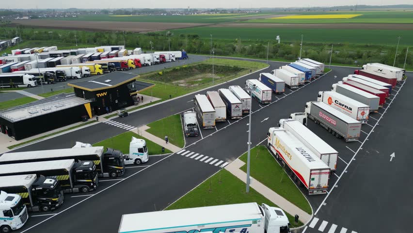 Truck parking with facility buildings