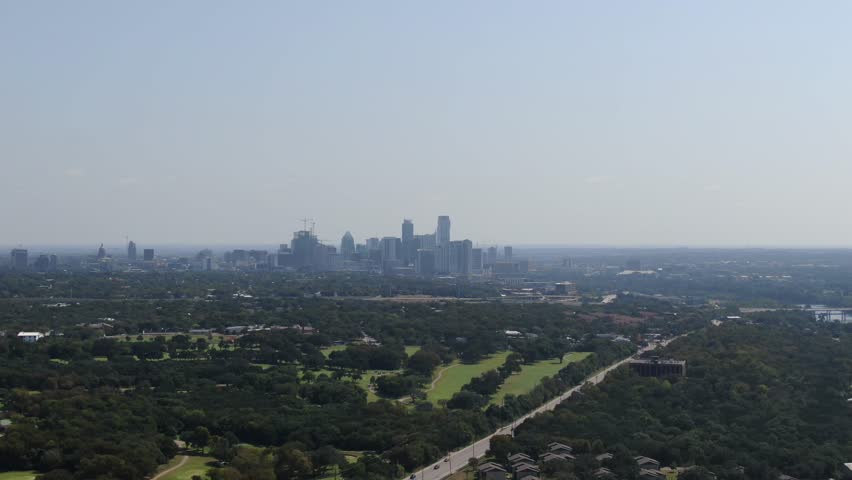 Aerial view from over the Pennybacker bridge outside of Austin Texas