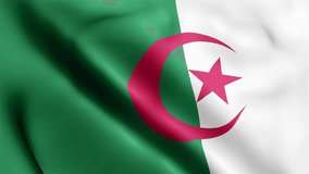 Algeria Flag video waving in wind. Algeria Flag Wave Loop waving in wind. Realistic Algeria Flag background. Algeria Flag Looping Closeup 1080p Full HD 1920X1080 footage.
