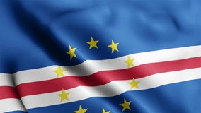 Cabo Verde Flag video waving in wind. Cabo Verde Flag Wave Loop waving in wind. Realistic Cabo Verde Flag background. Cabo Verde Flag Looping Closeup 1080p Full HD 1920X1