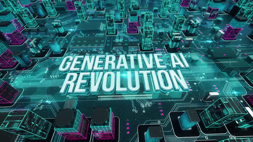 Generative AI Revolution with digital technology hitech concept. 3D Illustration