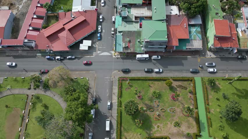 This is an aerial drone shot of La Fortune, Costa rica