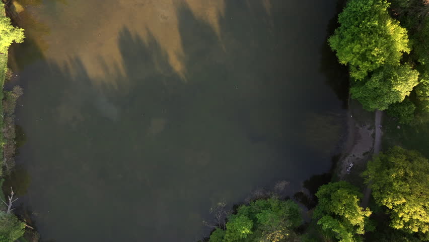 Top drone view of Skaryszewski park in Warsaw