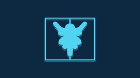 Blue Rorschach test icon isolated on blue background. Psycho diagnostic inkblot test Rorschach. 4K Video motion graphic animation.