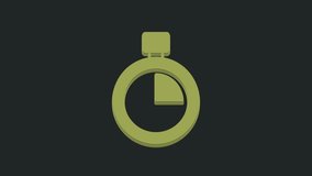 Green Stopwatch icon isolated on black background. Time timer sign. Chronometer sign. 4K Video motion graphic animation .