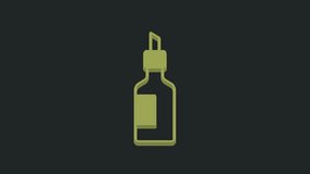 Green Bottle of olive oil icon isolated on black background. Jug with olive oil icon. 4K Video motion graphic animation . - Powered by Shutterstock - Get 15% off with code: PIKWIZARD15