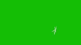 Animation hand drawn white energy lines with motion blur on the green screen background. Looped video. Vector illustration on green background.