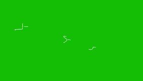 Animation hand drawn white energy lines with motion blur on the green screen background. Looped video. Vector illustration on green background.