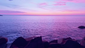 Beautiful sea summer landscape Waves sea water surface High quality video,Wide angle lens, Seascape view ocean sea background