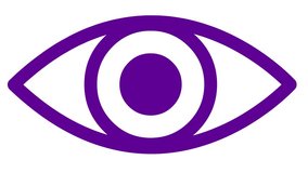 Animated violet eye close. blinks an eye. Linear icon. Looped video. Vector illustration on white background.