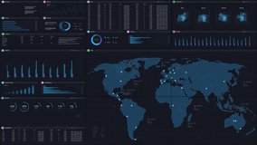 Dark Monitoring Software Mockup With World Map Updating In Real Time And Graphs And Charts With Analytical Data. Computer Programm For Logistics And Distribution Template For Desktop PCs And Laptops. - Powered by Shutterstock - Get 15% off with code: PIKWIZARD15