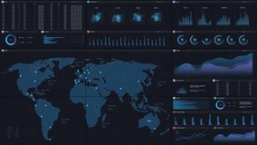 Dark Monitoring Software Mockup With World Map Updating In Real Time And Graphs And Charts With Analytical Data. Computer Programm For Logistics And Distribution Template For Desktop or Laptop Screens - Powered by Shutterstock - Get 15% off with code: PIKWIZARD15