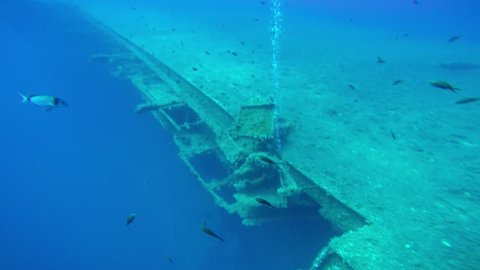 28.07.2015 Zenobia boat wreck- Cyprus Larnaca, editorial, Zenobia was a roll-on, roll-off (Ro-Ro) ferry carrying trucks. More than 100 of these were still shackled in place when she went down.