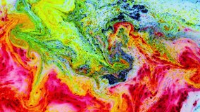 Fluid Art painting video. Abstract background with psychedelic painting in colorful vivid colors. Colors in motion