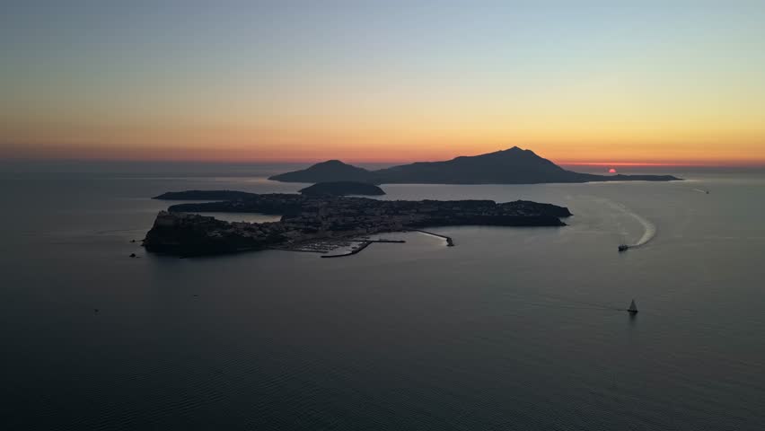Naples, italy landscape panorama of Naples from above, Italy, Europe. seen from above, sunset vesuvio sea panoramic,aerial naples, monte di procida, capo miseno, island ischia and procida, procida