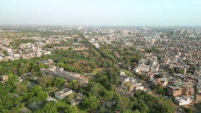 Agra: Aerial view of famous city in India (Uttar Pradesh), South Asia from above