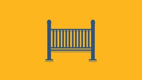 Blue Baby crib cradle bed icon isolated on orange background. 4K Video motion graphic animation.
