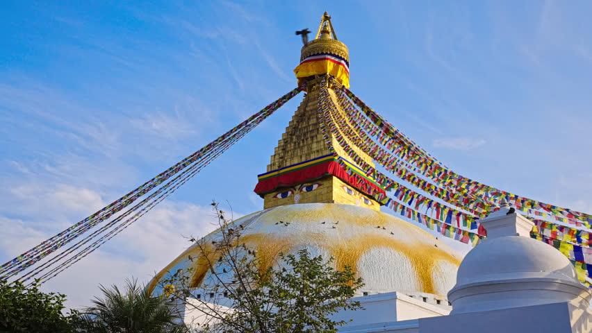 Picturesque golden Boudhanath Stupa in Kathmandu, Nepal