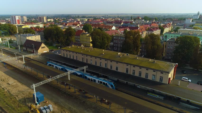 Railway Station Stargard Dworzec Kolejowy Aerial View Poland