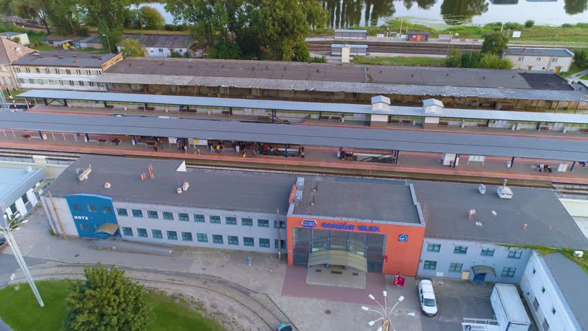 Railway Station Gorzow Wielkopolski Dworzec Kolejowy Aerial View Poland