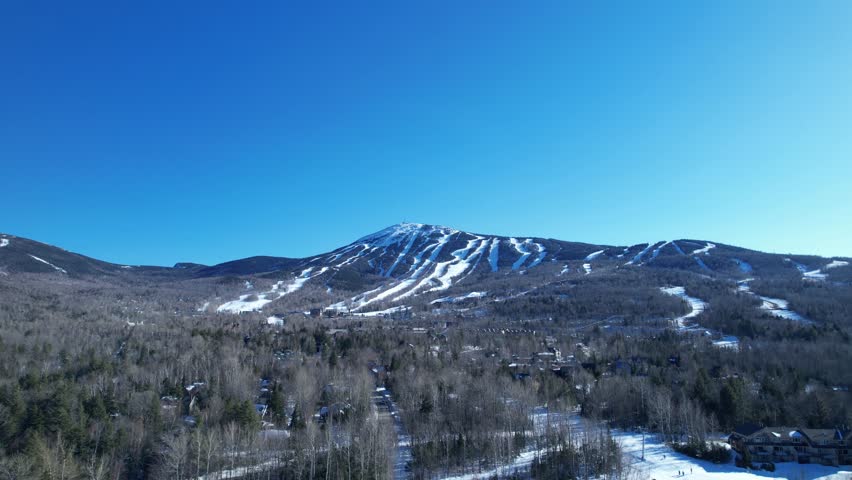 Sugarloaf mountain winter landscape aerial drone view