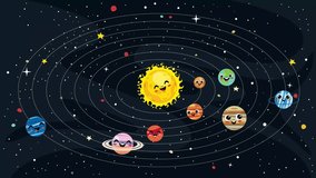 Cartoon Animation Of Solar System