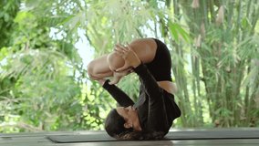 Yoga and Meditation for Healthy Body of Pretty Woman. Sport Exercises of Fit Female with Good Posture Enjoying Aerobics Hobby as Instructor. Serene Lifestyle and Mental Health of Sportive Yogi Trainer - Powered by Shutterstock - Get 15% off with code: PIKWIZARD15