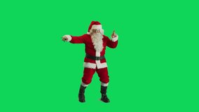 Studio Shot Isolated Mockup Template: Jolly Santa Claus Dancing On Green Screen Chromakey Background, Celebrating Christmas, New Years, Holiday Season. Happy And Joyful Celebration Of New Beginnings. - Powered by Shutterstock - Get 15% off with code: PIKWIZARD15